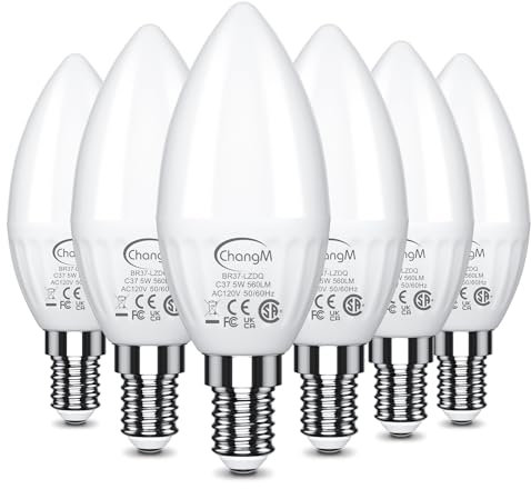 ChangM E14 LED Light Bulb, 5W 560lm E14 Candle Bulbs Lamp, Cool White 5700K, 50W Equivalent SES Small Edison Screw in Light Bulbs, Non-dimmable, 6 Pack