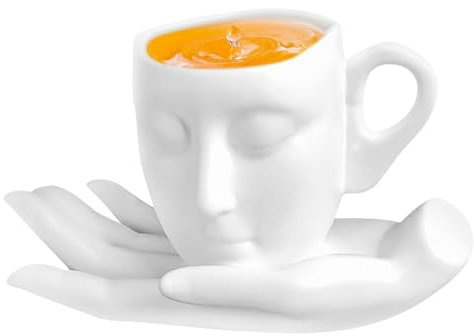 Taza de té facial | T Taza de café con platillo de 260 ml, kit de taza de café con platillo, taza de té facial única con platillo de mano, tazas de café expreso novedosas, para té de agua