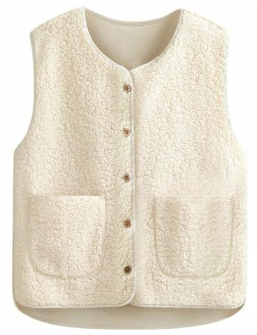 Henjunu Gilet donna invernale, Giacca teddy donna, Gilet in pile da donna, Gilet da donna senza maniche, Gilet Casual Corto Invernale, Casual Confortevole, Gilet per Primavera Autunno Inverno(S)