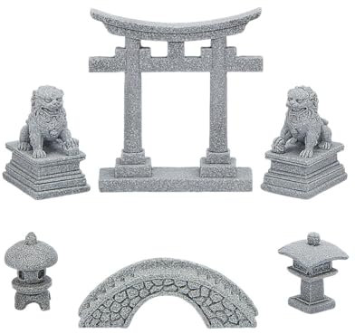 nbeads 6 Pcs Mini Zen Accessoires de Jardin, 5 Styles Accessoires de Jardin Féerique Zen Garden Decor Fish Tank Scène Ornement Celestite Figurines pour Paysage Balcon Jardin Fish Tank Décoration
