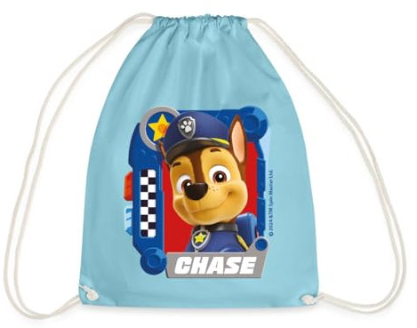 Spreadshirt Paw Patrol Chase Charakterdesign Turnbeutel, One size, Aqua
