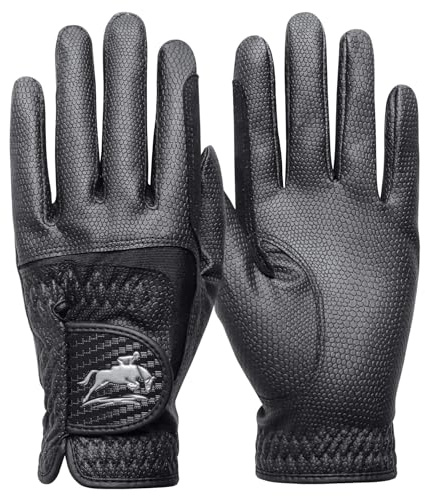 FINGER TEN Reithandschuhe Damen Handschuhe Reiten Synthetische Leder Schlange Haut Design Paar, Damen Reiten Handschuhe Stretch Stoff Griff Bequemer für die ganze Saison