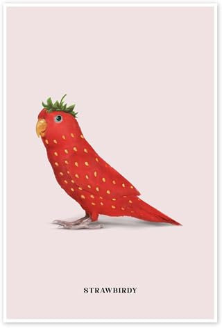 Strawbirdy Poster von Jonas Loose 40 x 60 cm Wandbilder Wanddeko
