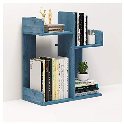 Schreibtisch-Organizer aus Holz mit Ausstellungsregal für Büroaufbewahrung und Bücherregale, Blau, 1 Größe A