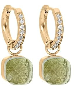 Qudo Firenze deluxe Creolen gold farben/Edelstahl beschichtet (olivine)