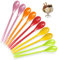 YZROHYI 10 PCS Cuillere Longue Plastique,Cuillère à Café Longue,Cuillere Longue Manche,Cuillere Cocktail Plastique Réutilisable,Cuillere Dessert Longue Multicouleur,Cuillere a Glace Longue Lavable