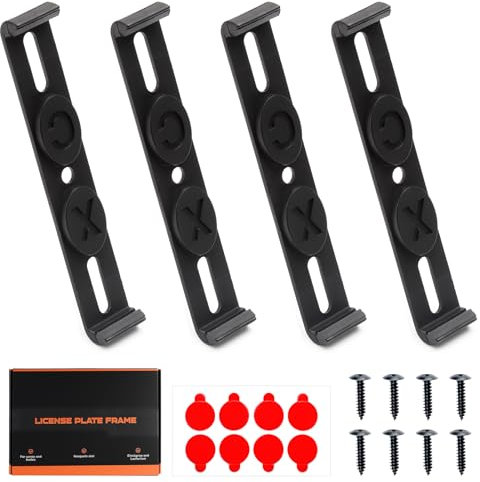 ZMDMAH 4 Stück rahmenlose kennzeichenhalter ultraflach wetterfest – Schrauben und Klebepads für sicherer Halt – einfache Installation, perfekte Passform für 110mm kennzeichen