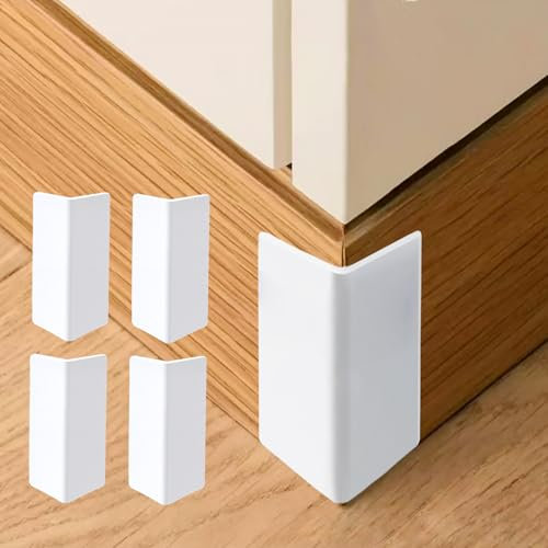 Lot de 4 protections d'angle pour plinthe - En caoutchouc épais - Autocollants - Pour meubles - Blanc