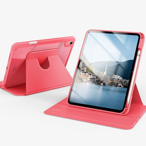 CACOE Funda giratoria de 360 grados para iPad de 10ª generación con soporte para lápices 2022 de 10.9 pulgadas, funda a prueba de golpes para iPad de 10ª generación con soporte, color rosa sandía