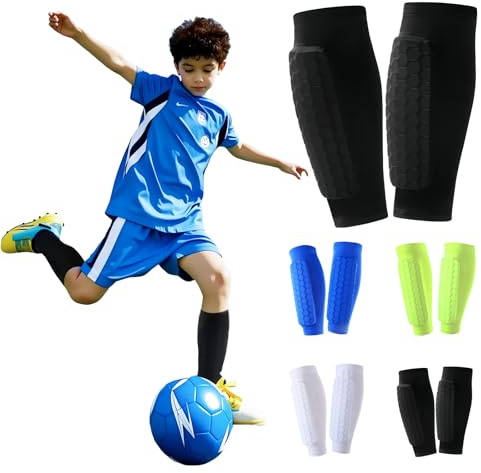 Shyllin 1 Paire de protège Tibia Foot Enfant, Shin Pads Respirants et Anti-Chocs pour garçons et Filles, idéals pour Le Football, Le Basketball, Le Cyclisme et l’Escalade