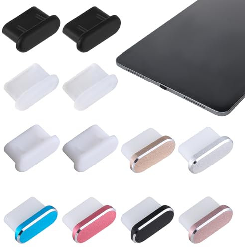 12 Stück USB C Staubschutz Handy USB-C Schutz Staubstecker Set Type C Schutzkappe Ladeanschluss Abdeckung für Smartphone Tablet und Andere mit USB Typ-C geräte(6 Alumainium + 6 Silikon)