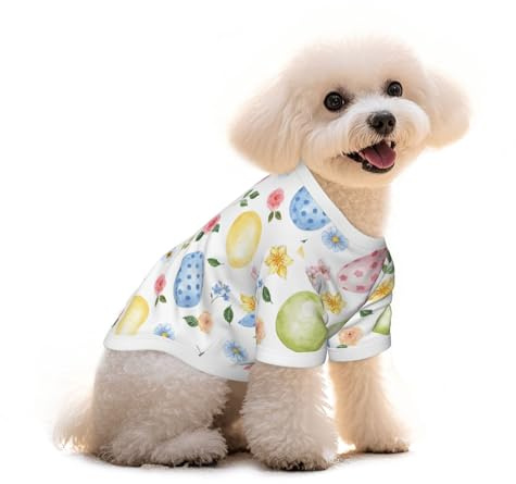 Mosytuky Atmungsaktives Hunde-Shirt für große Hunde, mit Ostereier-Motiv, weiches Netzgewebe, leicht, schnell trocknend, Größe L