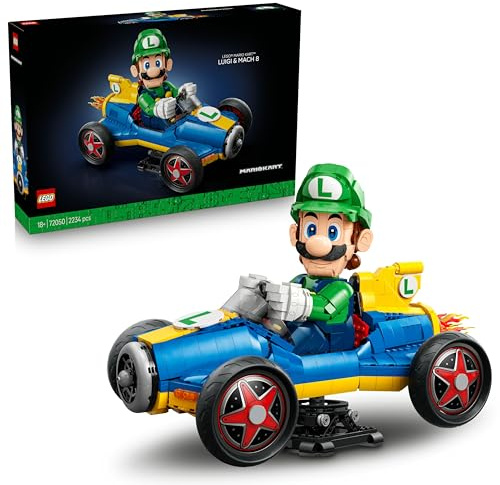 LEGO Mario Kart: Luigi e Mach 8 - Kit per Adulti con Personaggio Nintendo e Modello di Auto - Gadget da Collezione per Gamer - Idea Regalo per i Fan dei Videogiochi - 72050