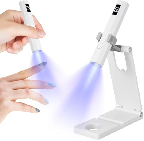 CIMOYBAI Mini UV Lampe für Gelnägel, UV Lampe für Nägel mit Ständer Wiederaufladbar, kleine UV Nagellampe Tragbar, 2 Timer-Modi Nageltrockner für Gel-Nagellack (Weiß)
