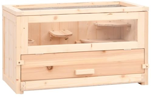Hommdiy Hamsterkäfig 60x30x35 cm Massivholz Tanne