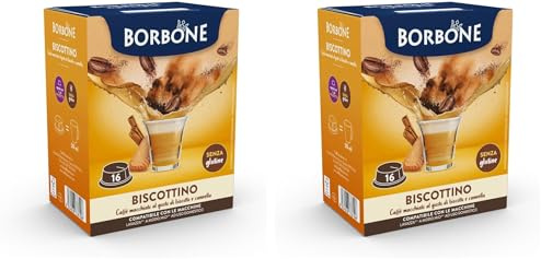Caffè Borbone Biscottino - 16 Capsule - Compatibili con macchine ad uso domestico Lavazza®* A Modo Mio®* (Confezione da 2)