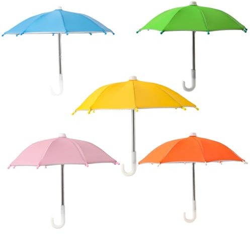 Uanqfegy 5 Stück Mini-Regenschirm, 8, 66 cm, bunt, kleine Pflanzenpuppe, Regenschirm, Schatten, Puppenspielzeug, Dekorationen, niedlicher Sonnenschirm für Fotografie-Requisite, Topfpflanzen, Basteln