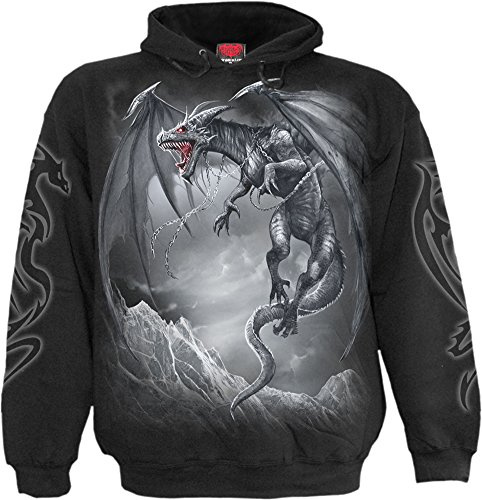 Spiral Dragon's Cry Männer Kapuzenpullover schwarz Drachen, Gothic