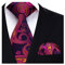 HISDERN Herren Krawatte Blumen Paisley Krawatte & Einstecktuch Set Pink Blau Orange