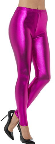 NET TOYS Mallas Brillantes Disco Fucsia - S (ES 36/38) | Leggings Estilo Metálico | Leggins Outfit Punk | Medias Años 80