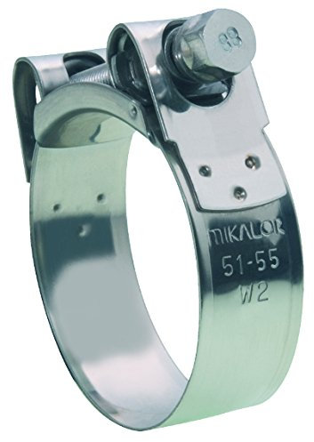 2 x 37mm - 40mm Mikalor W2 Supra Heavy Duty Stainless Steel T-Bolt Hose Clamp