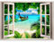 murando - 3D WANDILLUSION 140x100 cm - Wandbild Fototapete Poster XXL Fensterblick Vlies Leinwand Panorama Bilder Dekoration - Meer Strand Dünen
