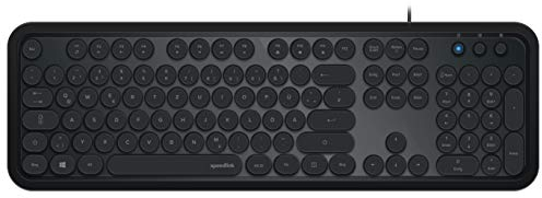 Speedlink CIRCLE Retro Keyboard - Tastatur im Schreibmaschinen-Stil - 11 multifunktionale Tasten, schwarz