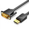 Cable conversor VENTION hafbh/ displayport macho - DVI macho/ 2m/negro