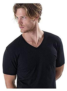 GICIPI T-Shirt in Filo di Scozia Uomo Scollo a “V” Art. 261-4, Nero