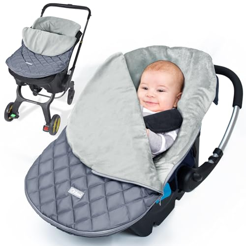 Orzbow Universelle Couverture Sièges Auto Bébé, Cosy Bébé Chancelière pour Poussette, Chaud Peluche Courte Sac De Couchage Enfant, Imperméable Coupe-Vent (Gris Clair)