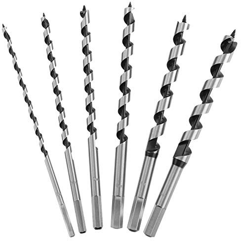 OCR 6pcs Auger Bit, 9 Extra Long Drill Bit 6/8/10/12/14/16mm Hexagonal Shank Augers Drill Bits Power Tool for Soft and Hard Wood, Plastic, Drywall and Composite Materials