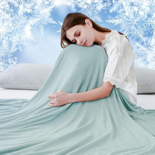 Luxear Cooling Blanket for Summer, Throw Blanket With Arc-Chill 3.0 Technology Keep Cool For Sofa Bed, Comfort Soft Nap Blanket Fabric Breathable Adult Baby Children, King Size 200 x 220 Cm, Green