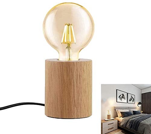 Support de rond E27 en Bois Lampe de Table Edison Prise EU Standard Luminaire de Décoration Base en bois prise EU pour ampoules LED Pour salon chambre chevet Maison Café Restaurant Cuisine