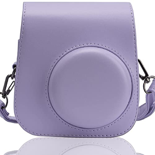 Frankmate Instant Camera Case Compatible with Fujifilm Instax Mini 11 9 8, PU Leather Camera Bag with Pocket and Adjustable Shoulder Strap (Purple)