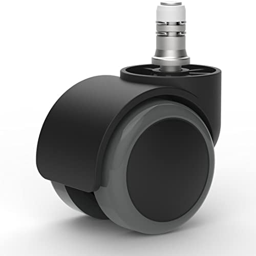 VERSEE Hartbodenrollen 5er-Set Ø 50mm - Schwarz/Grau (PU) - Für Parkett, Laminat, Fliesen (harten Boden) - Geräuscharm - 150 kg Belastbarkeit - 11mm Steckverbindung - Schonend für den Boden