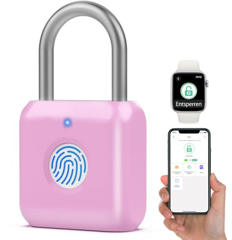 Eseesmart Candado con huella digital, candado de huellas dactilares, candado Bluetooth, bloqueo de candados, carga USB, biométrico, bloqueo de alta seguridad para gimnasio Locker, equipaje