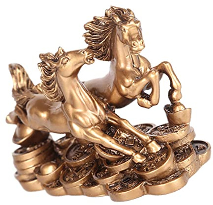 Perfeclan Bronze-Statue mit Zwei Pferden, Kunsthandwerk, Sammlerstück, Feng Shui, Zwei galoppierende Pferde, Statue für Tisch, Heimdekoration