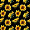 Loussiesd Sonnenblumen Outdoor Stoff,Meterware,Gartengelber Blumen Polsterstoff für Stühle,Blütenblumen,botanisches Muster,Dekorationsstoff für Heimwerkerprojekte,184x160cm,Schwarz Gelb