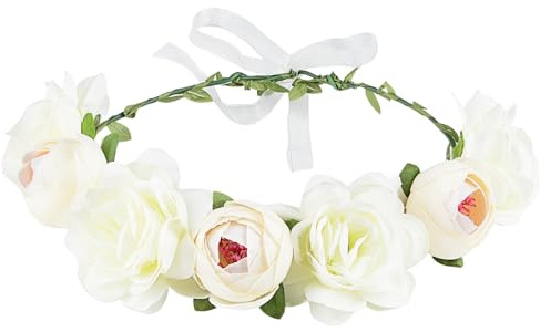 Blumenkrone, Rose, Pfingstrosen, Girlande, Stirnband, Haarkranz, florales Kopfschmuck, mit verstellbarem Band, Hochzeit, Festival, Party
