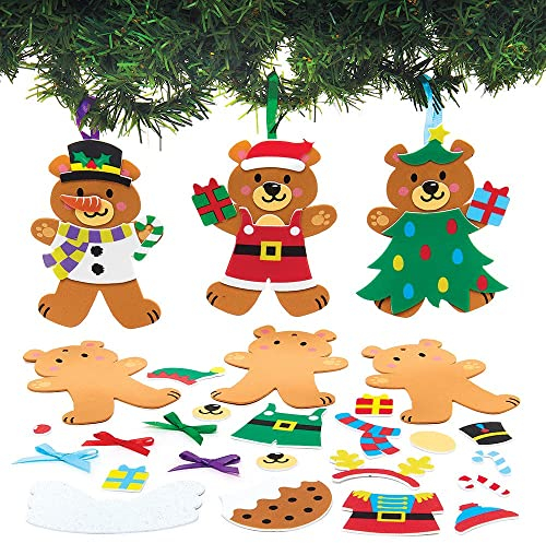 Baker Ross FX373 Bär Moosgummi Dekoration Bastelset-8er Pack, Weihnachtsdekoration für Kinder zum Basteln, Baumschmuck Bastelsets
