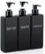 Segbeauty Dispensador de Jabón Cuadrado Negro, 3 Piezas 500ml Recargable Botella de Bomba de loción líquido, con Etiqueta Impermeable, para Baño, Hoteles