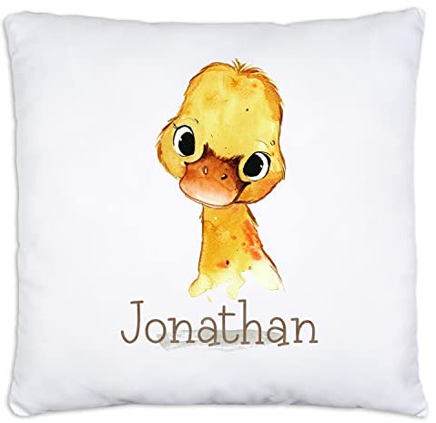 timalo® Cooles Kissen mit Namen | personalisiertes Dekokissen mit Wunschname Kopfkissen Deko für Kinder individuelles Geschenk Namenskissen Ente | kissen-t-14