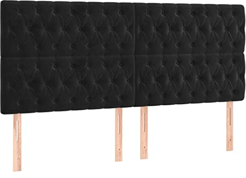vidaXL LED Kopfteil Bettkopfteil Polsterkopfteil Betthaupt für Bett Bettgestell Bettrahmen Schlafzimmer Bettzubehör Schwarz 200x7x118/128cm Samt