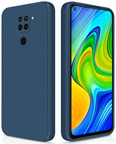 GiiYoon Hülle Kompatibel mit Xiaomi Redmi Note 9, Hochwertiges Liquid Silicone Case, Rundumschutz Handyhülle, Kratzfestes Weiches Mikrofaserfutter- Blau