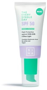 3ina Makeup - The Every Single Day SPF50 (Mini) - Sonnencreme Gesicht mit Hyaluronsäure - Sonnencreme UVA-UVB-Strahlen & Blaues Licht -Sonnenschutz Gesicht - Reisegröße - Vegan - Cruelty Free