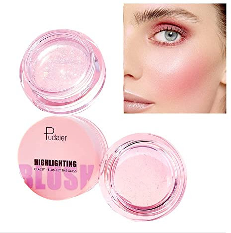 Farbwechselndes Rouge, Natural Nude Rouge Cream Liquid Blush für Wangen & Highlighting, Klares Glitzer Rouge Gel Feuchtigkeitsspendendes, wasserfestes langanhaltendes und schwereloses Makeup (02#)