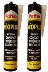 PATTEX Néoplus Colle de Fixation type néoprène - Tous matériaux, intérieur et extérieur, prise immédiate -Cartouche 390g (Lot de 2)