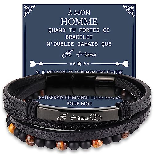 Merclix Idee Cadeau Homme Amour Bracelet Cadeau pour Son Copain Couple Mari Amoureux Original Saint Valentin Noel Anniversaire