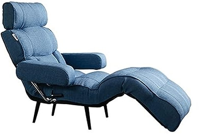 Hamaca jardin exterior con almohadilla de algodón,portátil respirable terraza tumbona,tumbona dormitorio plegable ligera,con Respaldo Ajustable y reposacabezas,fuerte y robusto. ( Color : Blauw )