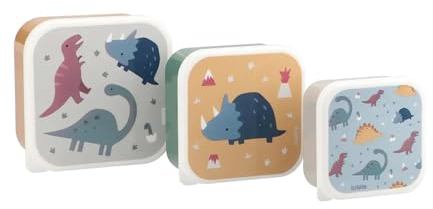 Tutete Set de 3 Fiambreras Infantiles, Cajas Almuerzo de 500ml, 350ml, 300ml, Aptas para Microondas y Lavavajillas, Libre de BPA, Lunch Box Ideales para Guardería y Colegio - Dinos World